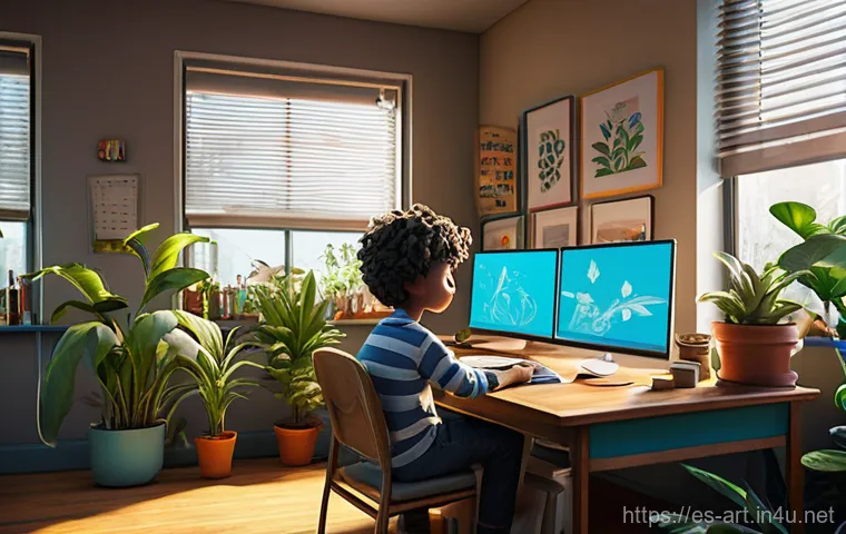 미술 교육과 애니메이션 제작 - **Prompt 1: "Digital Artist's Creative Flow"**
    A young, focused digital artist, wearing a casual...